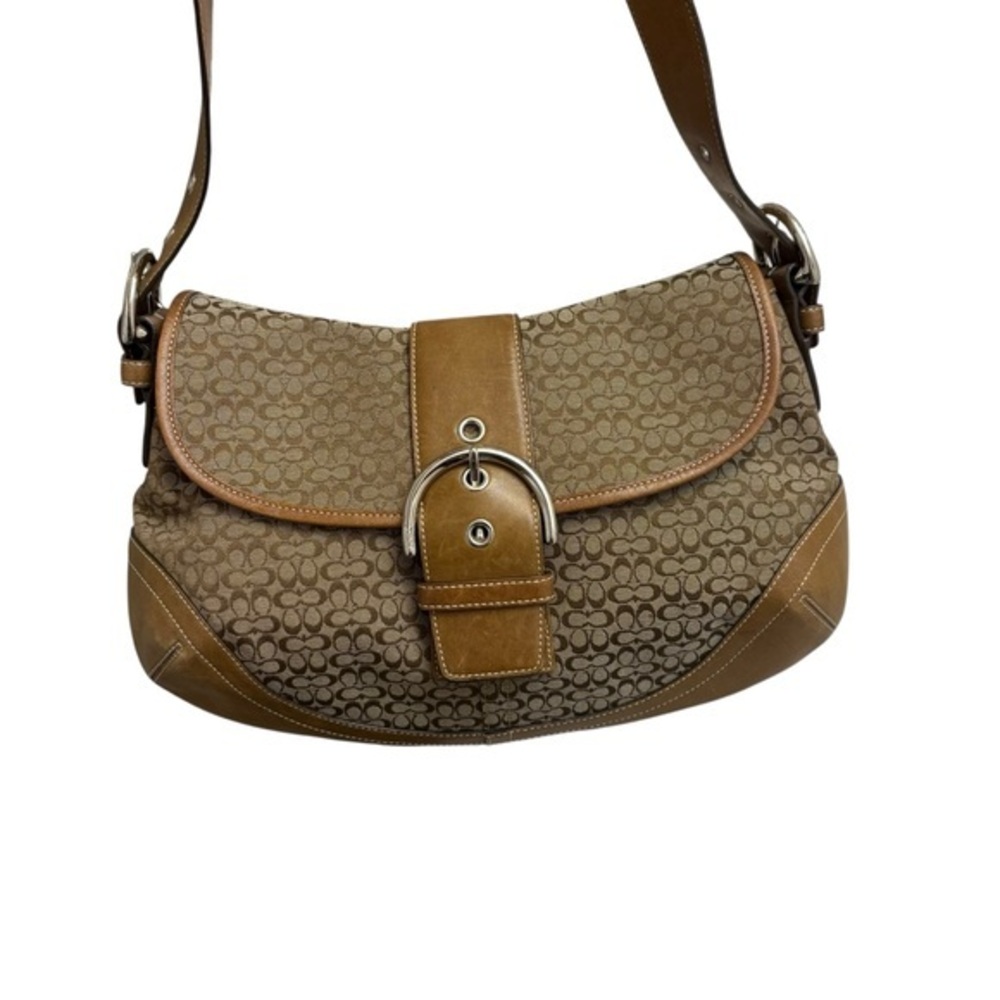 Coach vintage y2k f06808 large light brown tan signature leather soho buckle bag